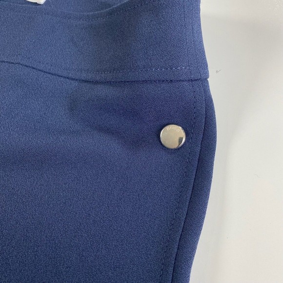 Boss Hugo Cropped Women Telareama Button Accent Navy Blue Work Dress Pants Sz 18 - Picture 2 of 10
